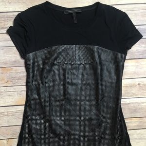 BCBG Maxazria faux leather mesh top